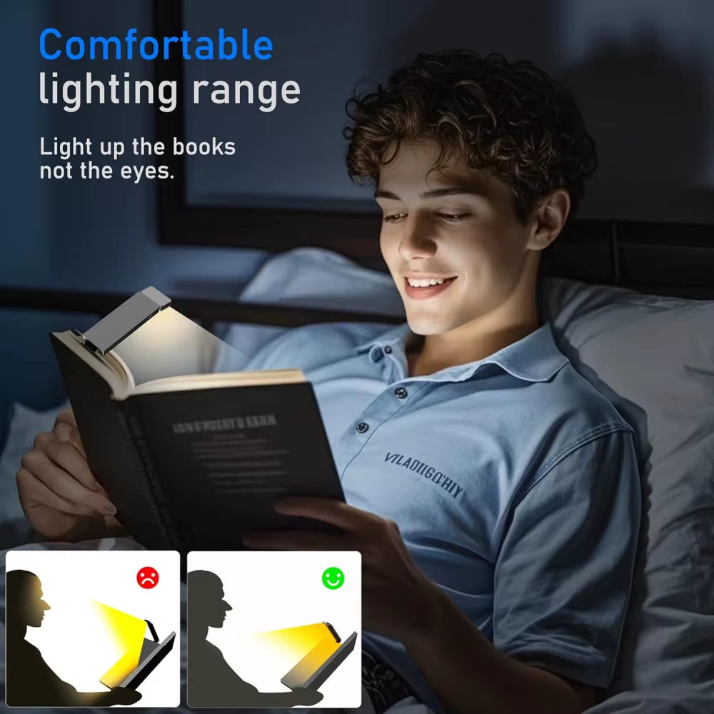 LED Rechargeable Clip-On Book Light 3 Colors 5 Brightness Bed Reading Night Light Eye-Protection Bookmark Lamp Mini Book Lamp